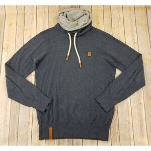 Naketano Sweater Women Size M Long Sleeves Mock Neck Pullover Blue Gray B3